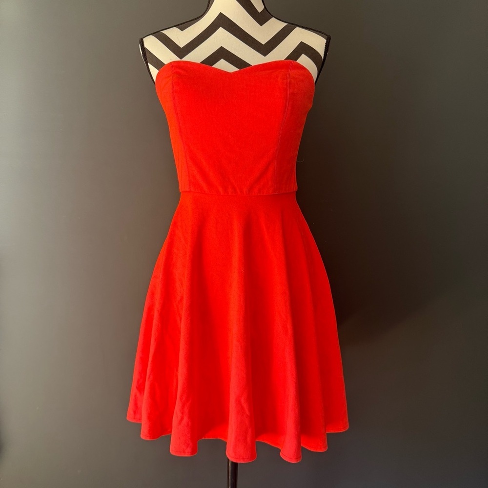 AMANDA UPRICHARD Sweetheart Neck Strapless Ponti Dress Mini Neon Orange Medium